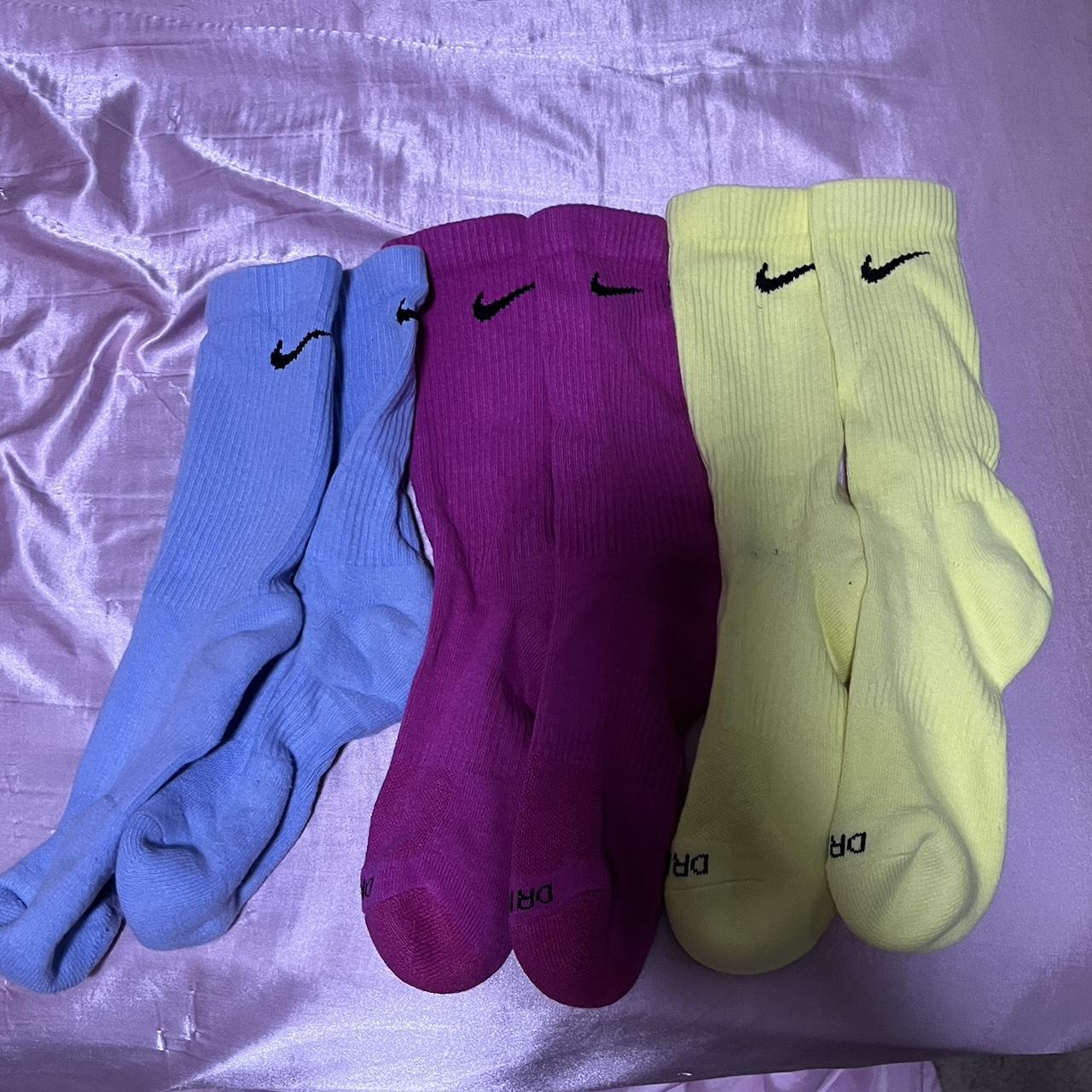 Three Pack Nike Socks -fits woman’s size 6-8 -blue... - Depop
