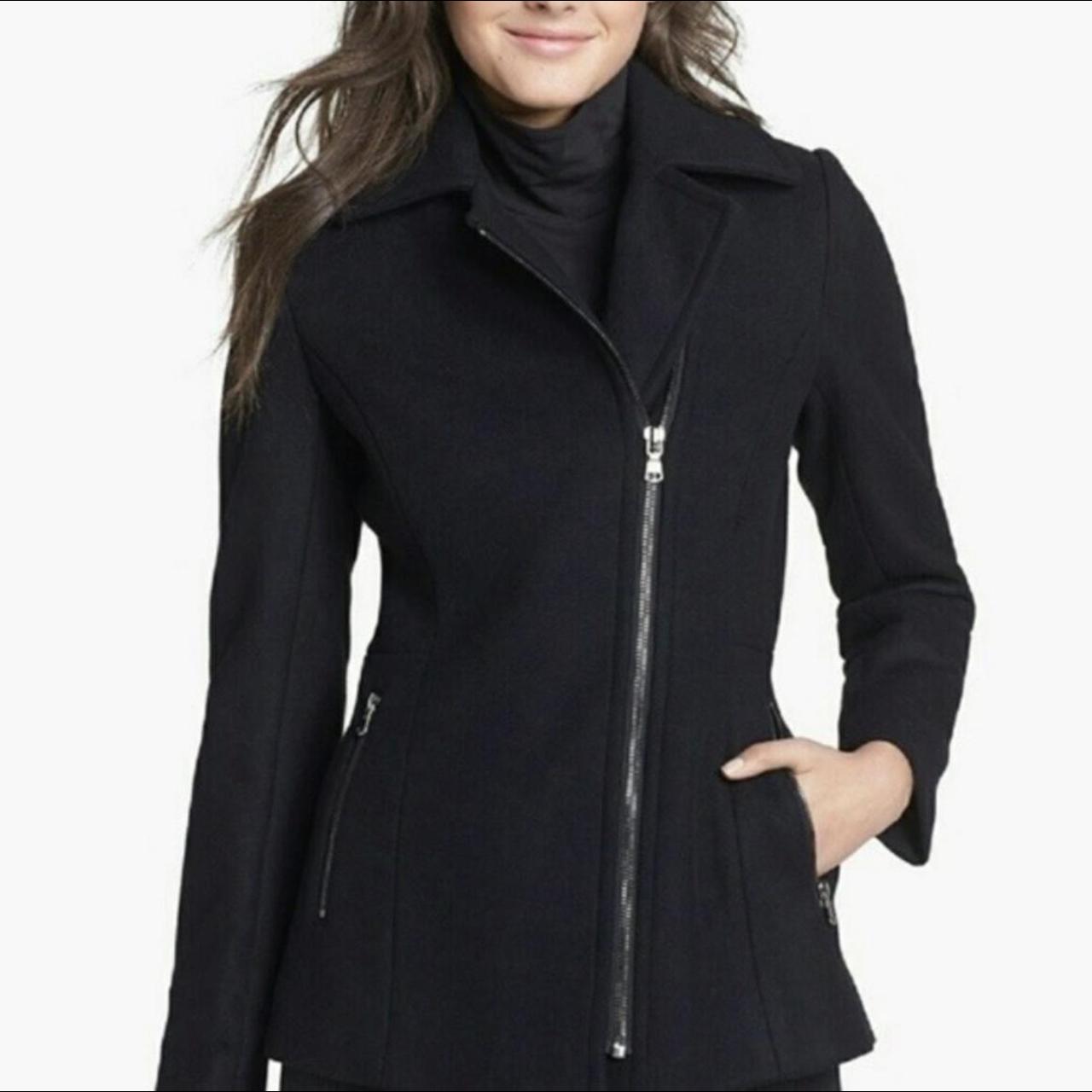 Calvin Klein Asymmetrical-zip Wool Coat in Black