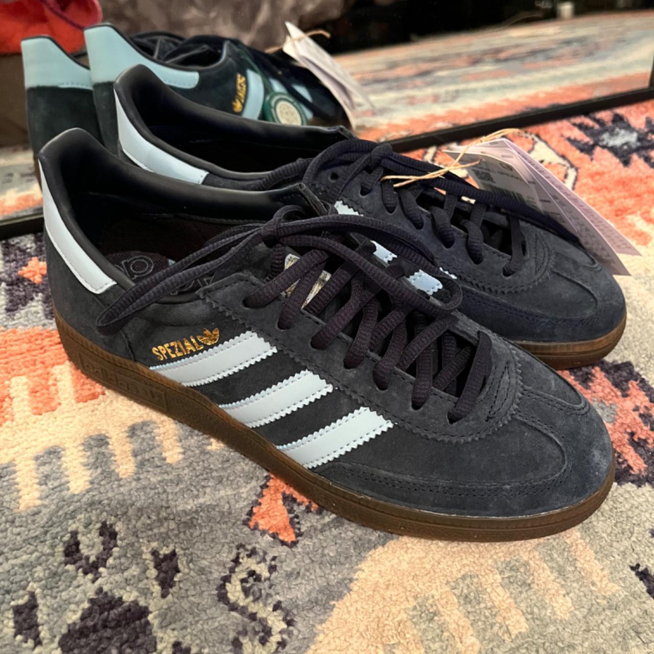 Adidas Handball Spezial Navy, Light Blue, and gum... - Depop