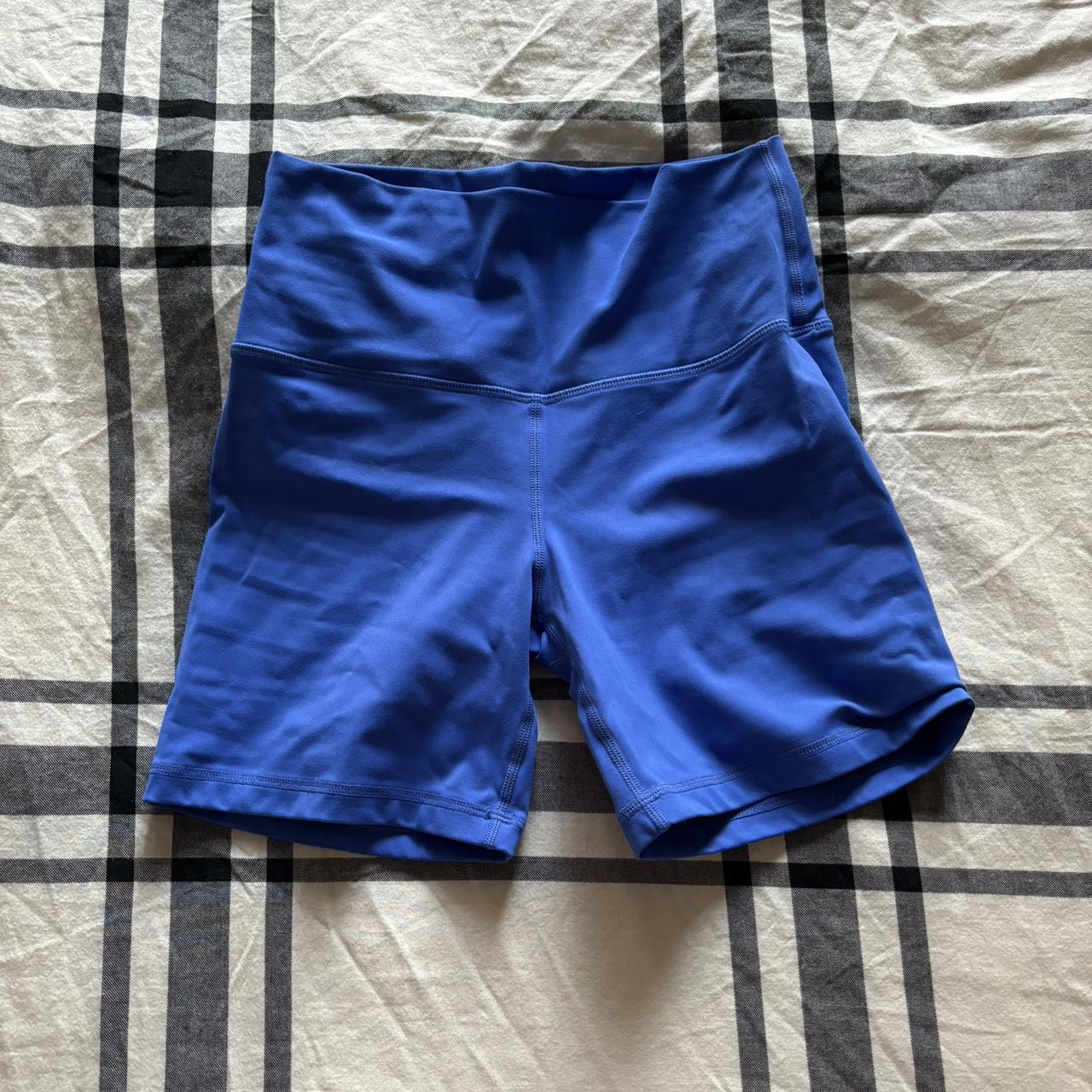 bright electric neon blue biker shorts from set. Depop