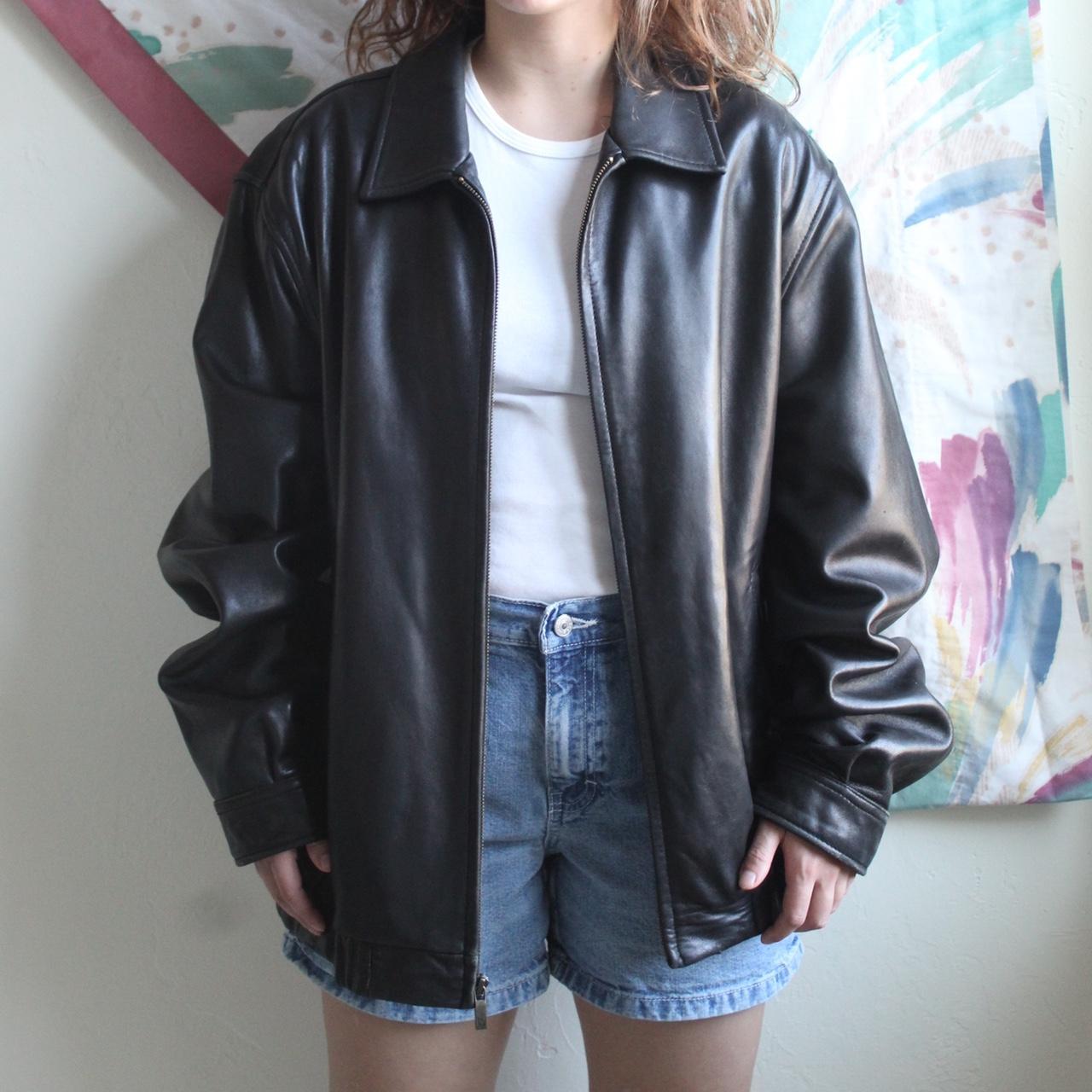 Buttery Leather Bomber Jacket 🖤 In beautiful... - Depop