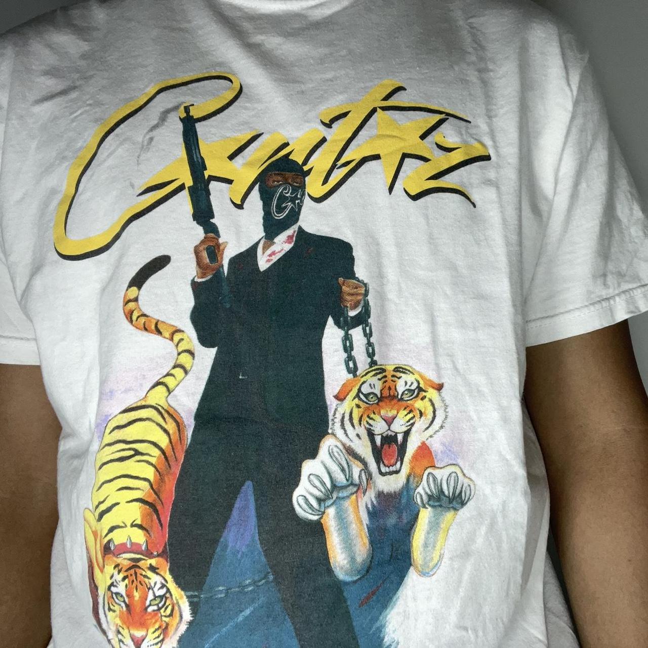 Corteiz White Chained Lion T-Shirt Size: | Depop