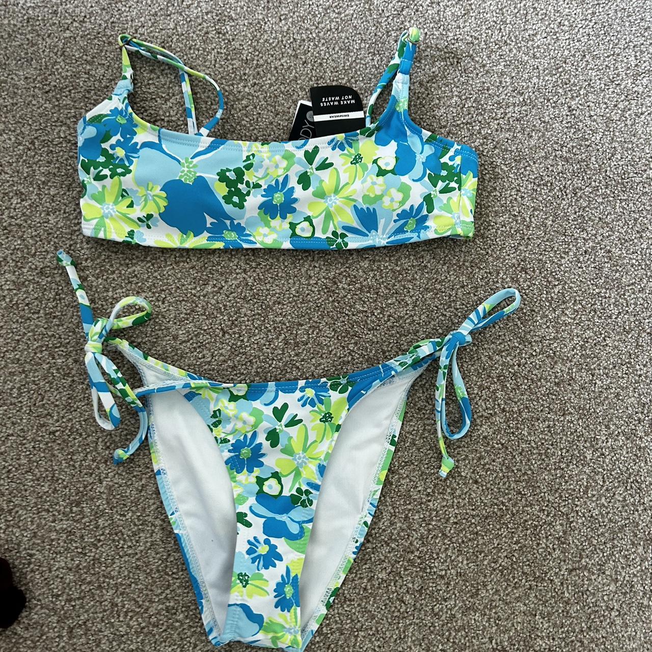 blue, white & green cotton on bikini size uk 6,... Depop