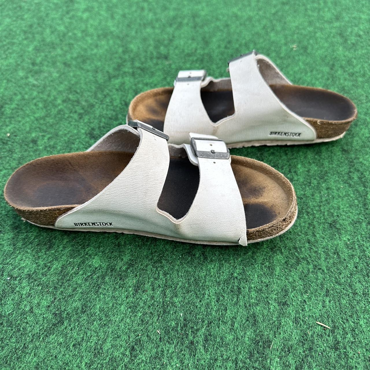 vintage white leather Birkenstock sandals fits like... - Depop