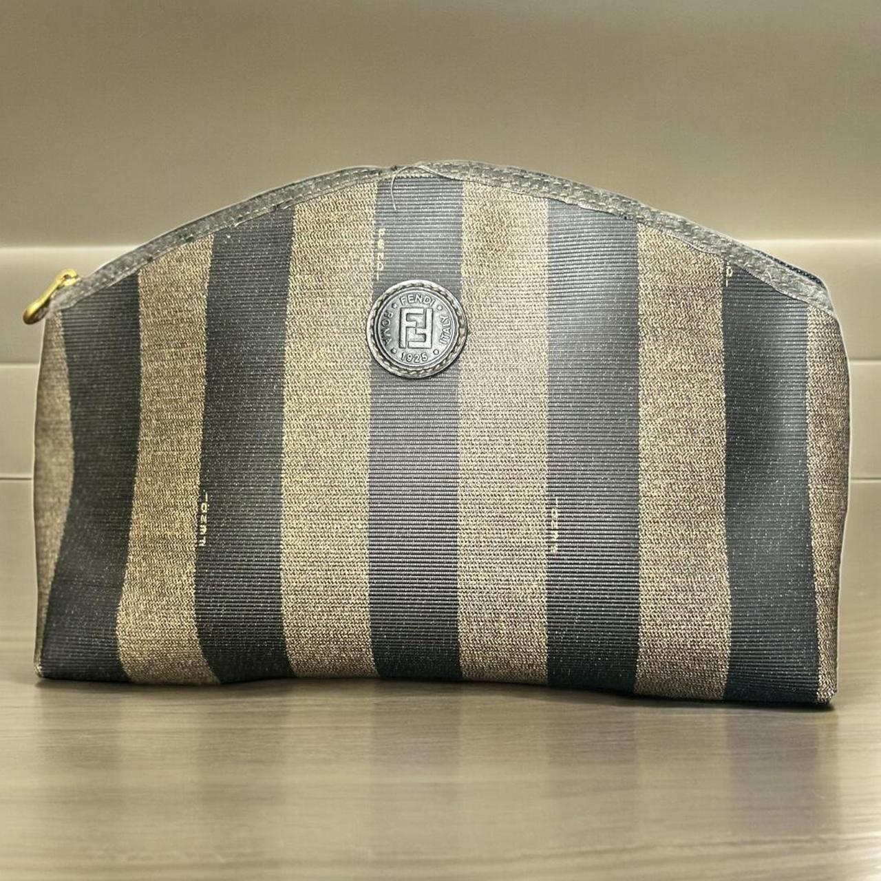 Vintage fendi Canvas shops cosmetic pouch