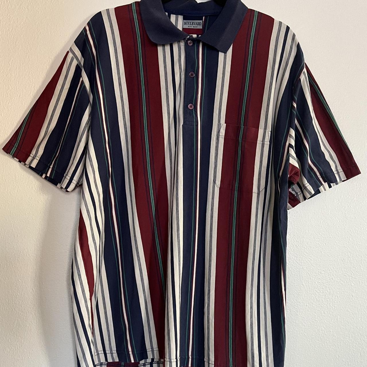 Reclaimed Vintage Men's Navy and Red Polo-shirts | Depop