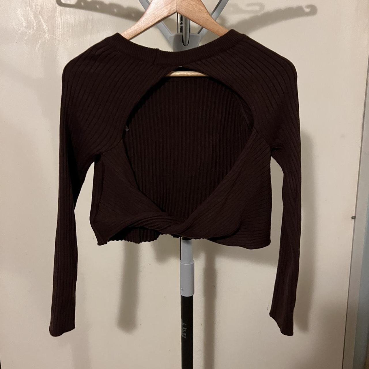 fayt the label brown cut out back knit top size 20 - Depop