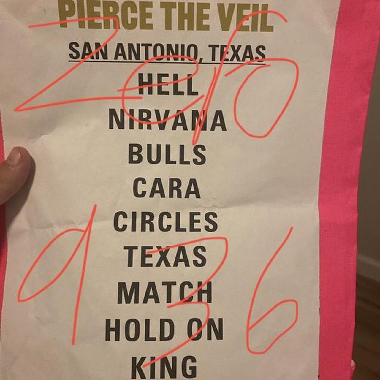 COPIED & PRINTED Pierce The Veil setlist from 2022.... Depop