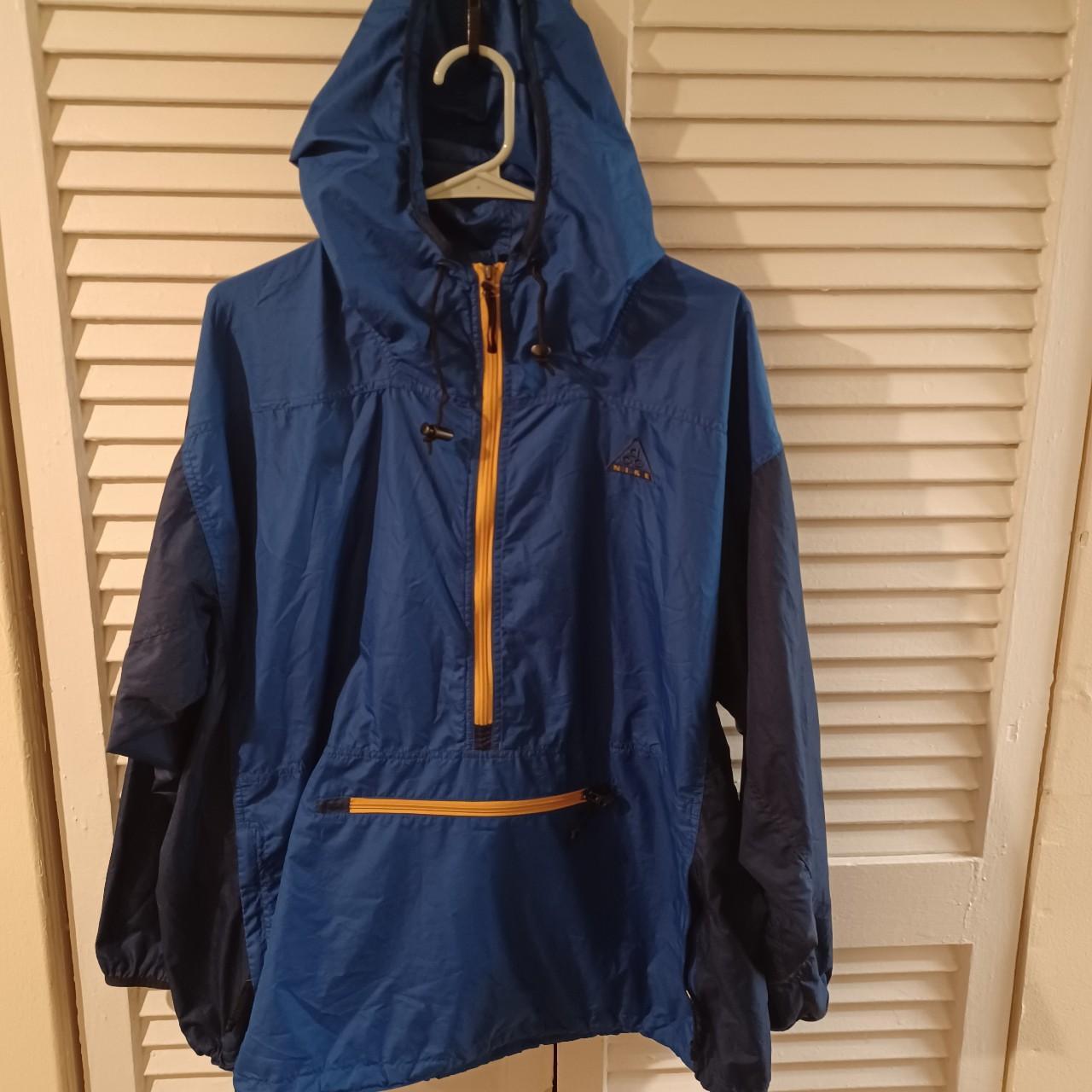 Nike ACG Vintage Anorak Windbreaker Blue/Yellow Sz... - Depop