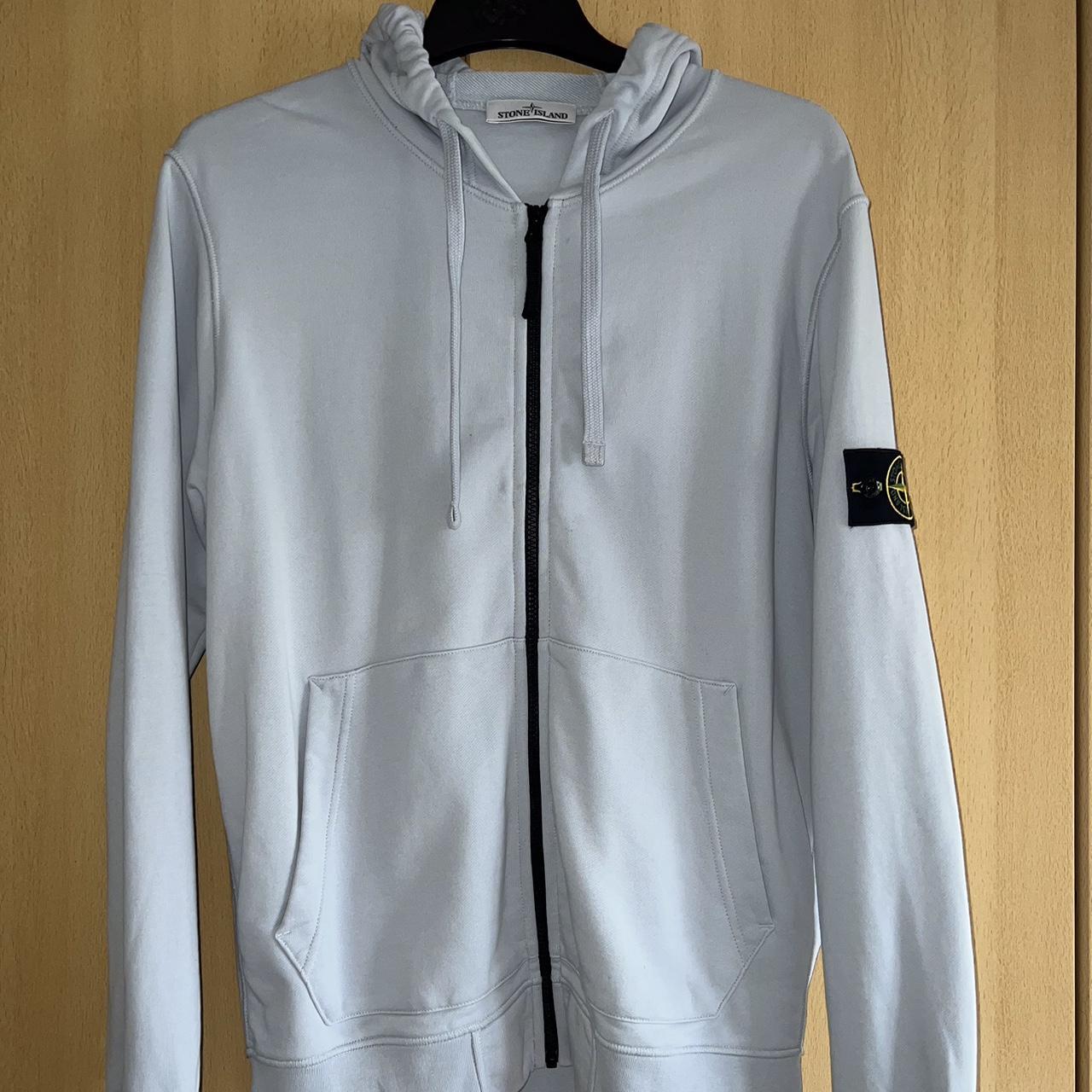 Men’s Stone Island Light Blue Zip Hoodie Size... Depop