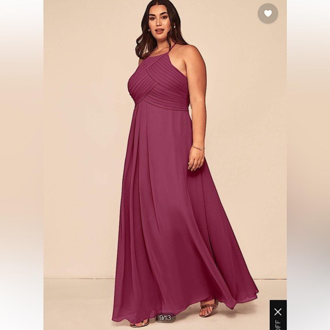 AZAZIE GINGER Plus 18 Mulberry A-Line Halter Pleated... - Depop