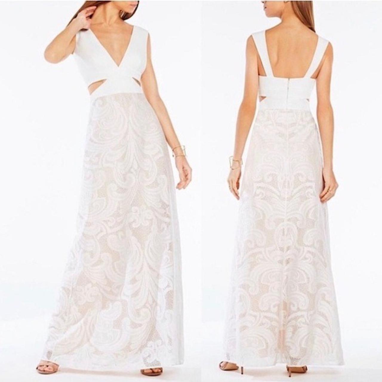 BCBG Maxazria Marilyne Lace Ivory Cut Out Maxi Dress... - Depop