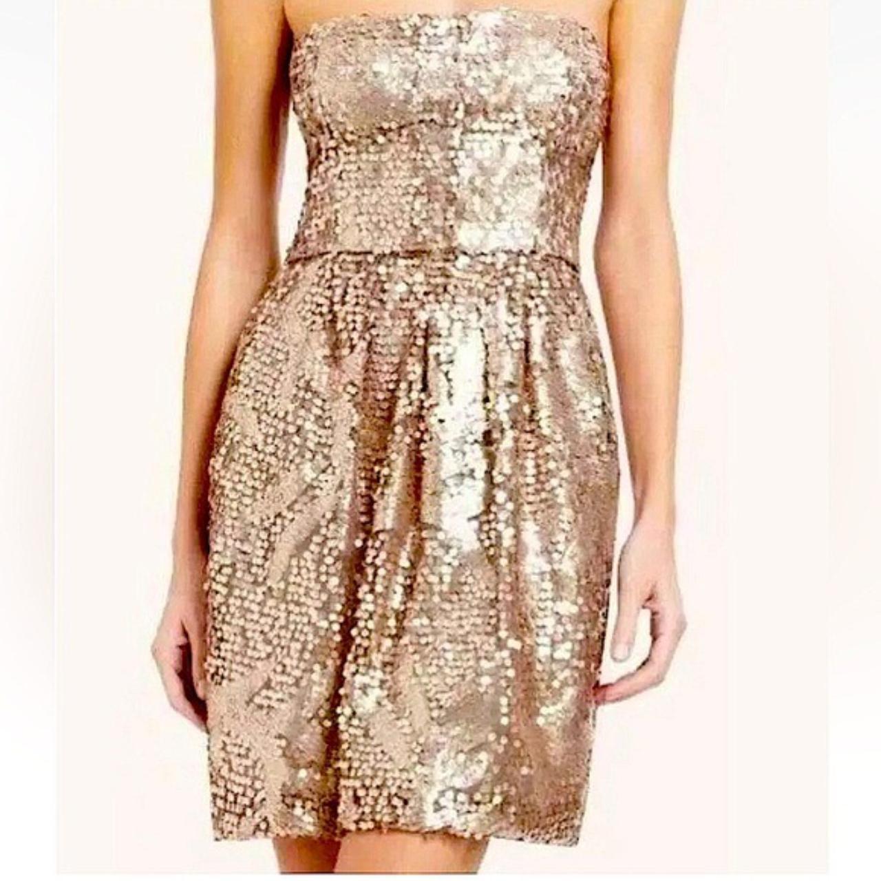 NWT BCBG MAXAZRIA Carole rose gold sequin strapless. Depop