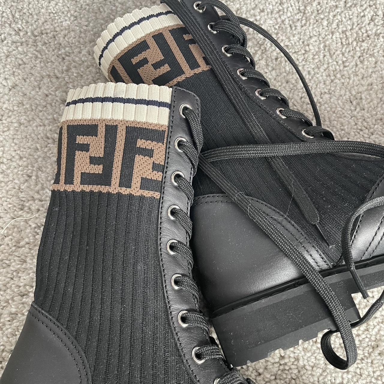 rockoko knit leather combat boots