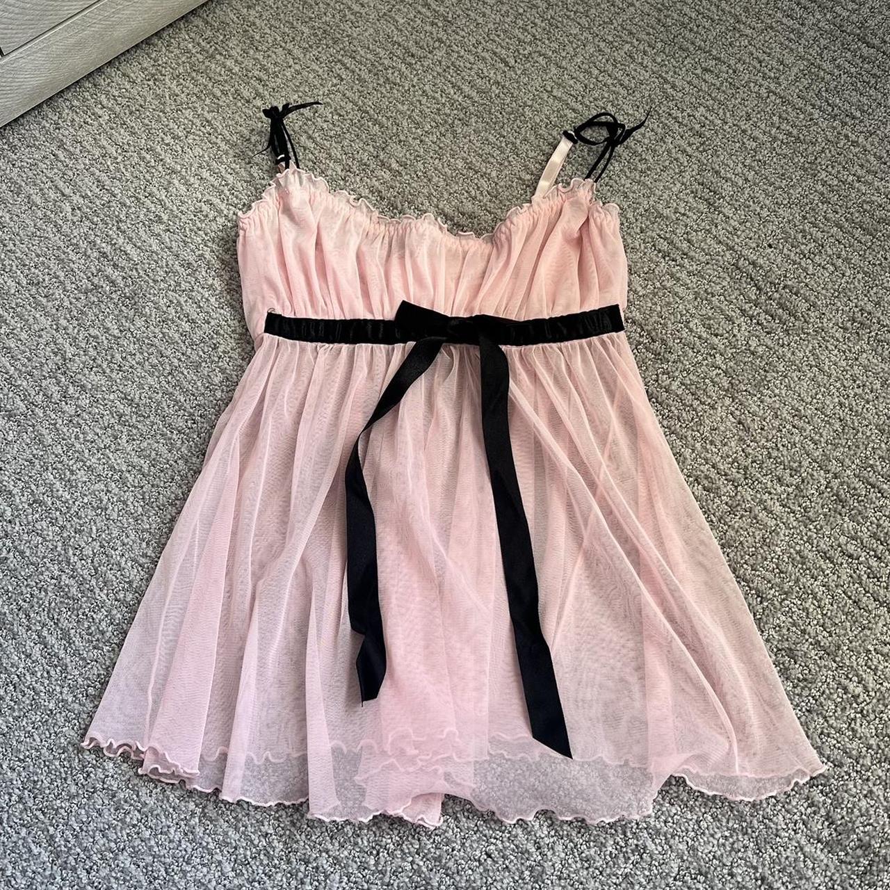 Pink Babydoll Cami With Bow Never Worn But Thrifted - Depop