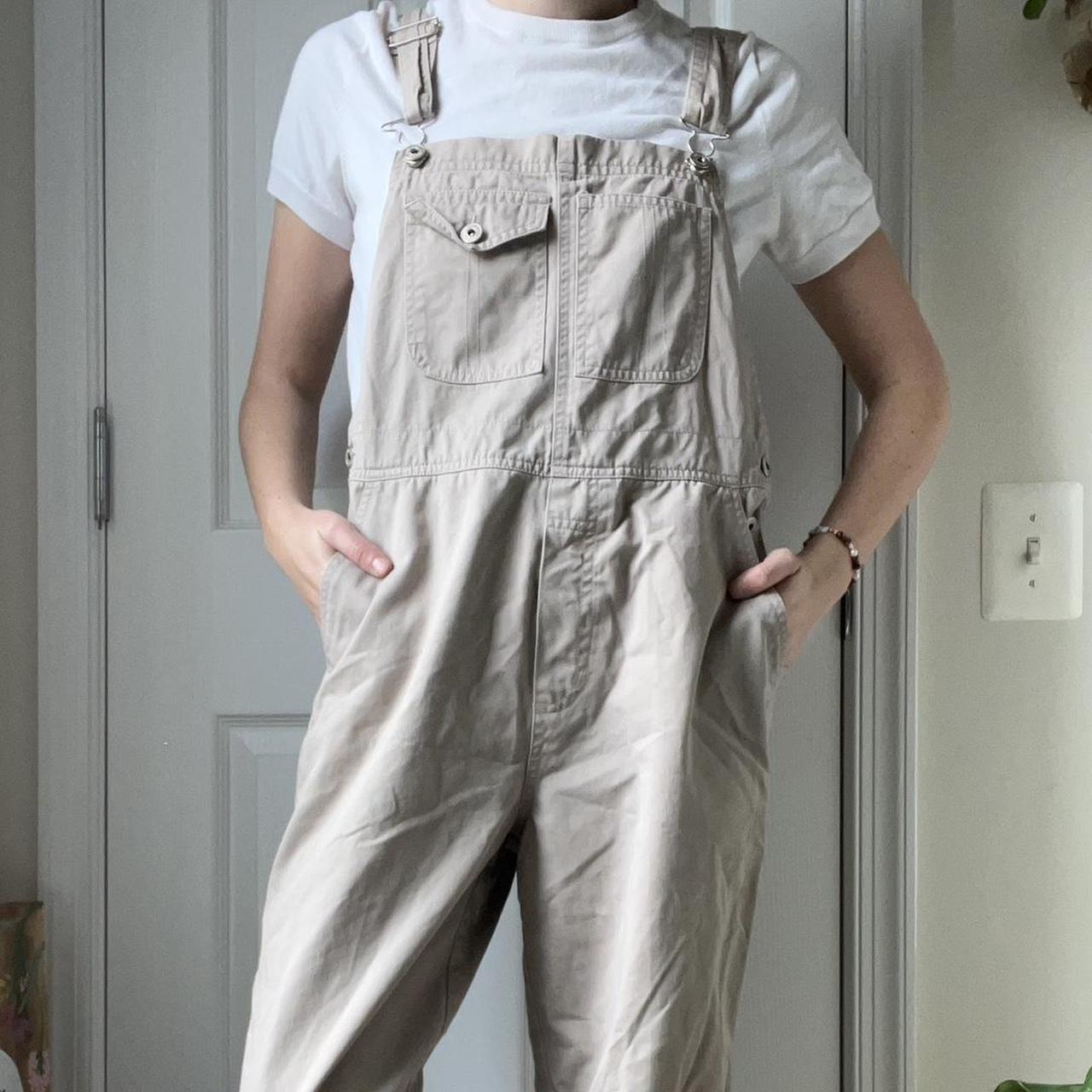Tan overalls Khaki material Cute “painter” style... Depop