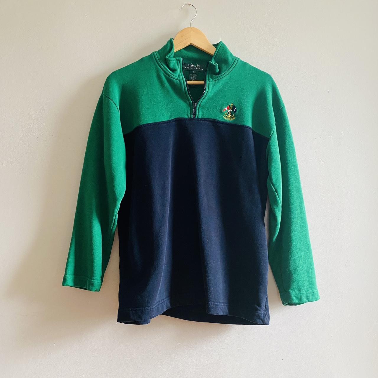 Polo Ralph Lauren Men's Navy and Green Jumper | Depop