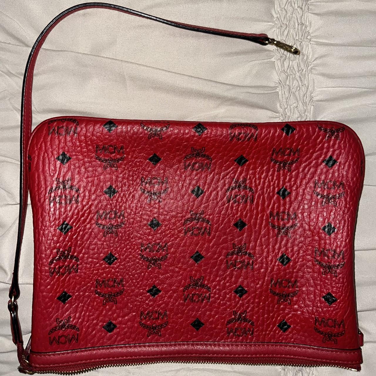 Red MCM Bag A medium zip pouch, sculpted in Candy... Depop