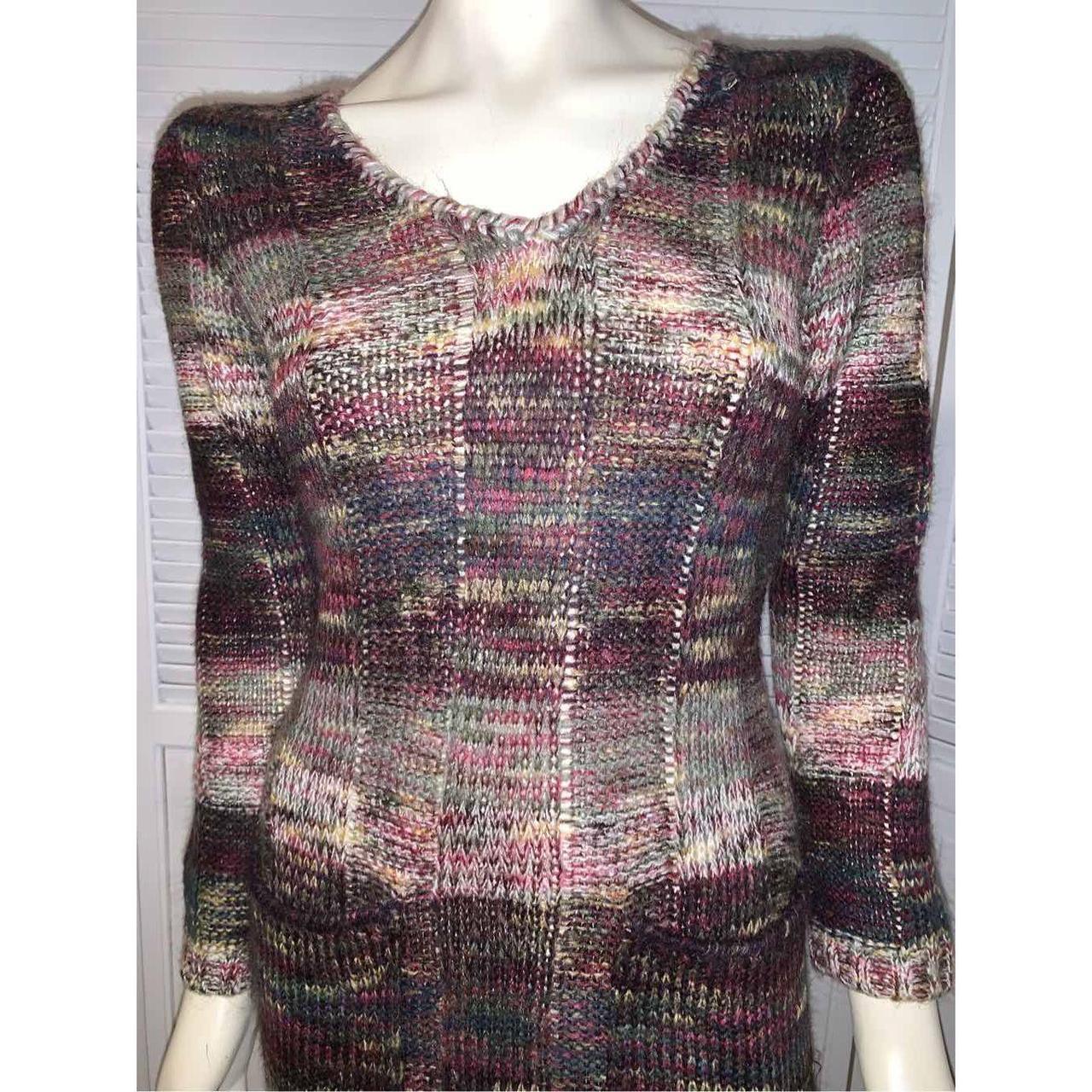 Vintage Y2K Colorful Fuzzy Long Knit Sweater. Long... - Depop