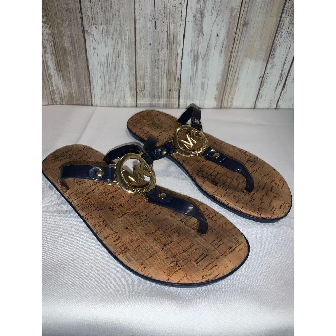 Michael kors navy sale blue flip flops