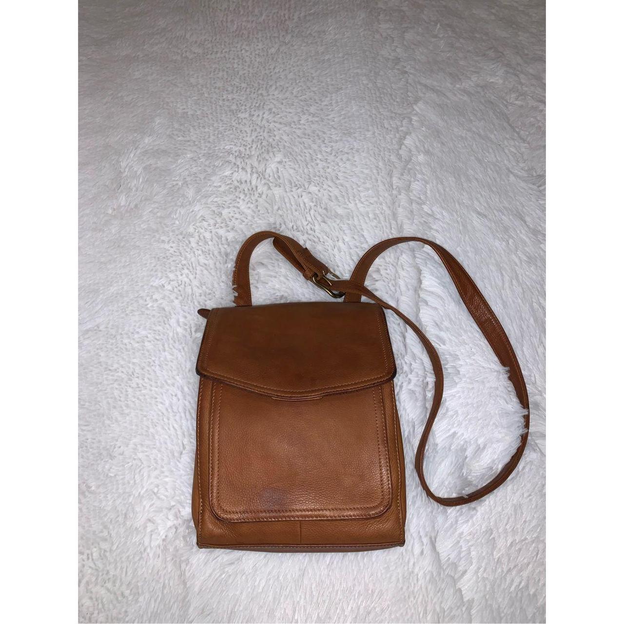 Vintage Fossil Brown Leather Crossbody Satchel Purse