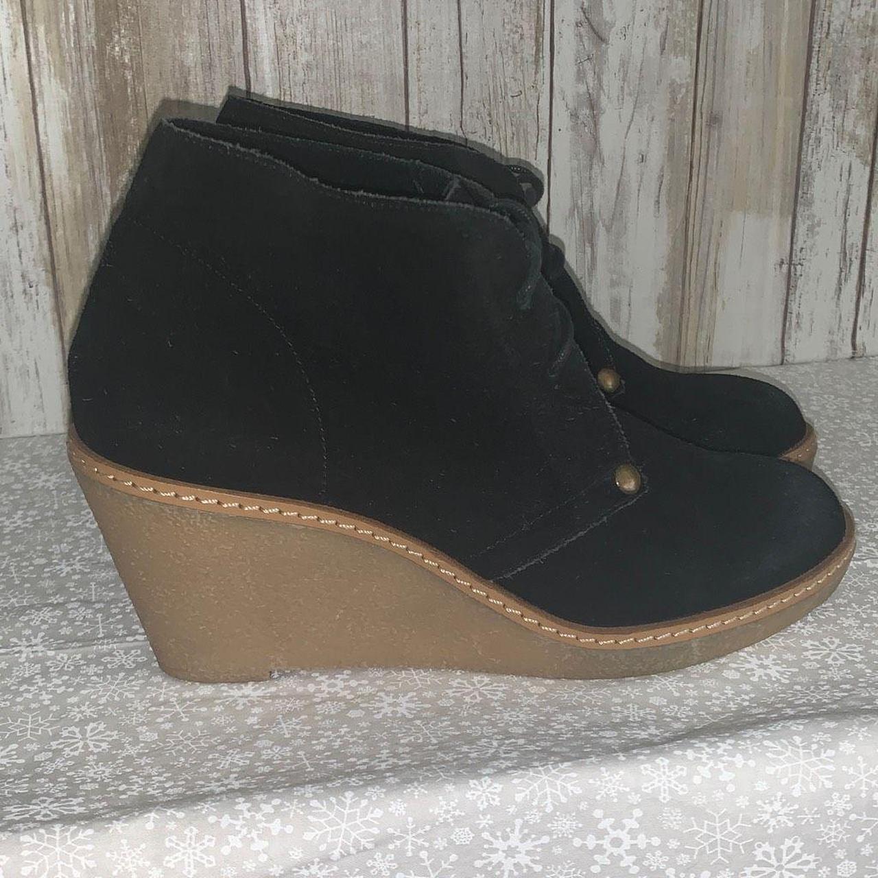 Lucky brand black 2024 suede wedge booties