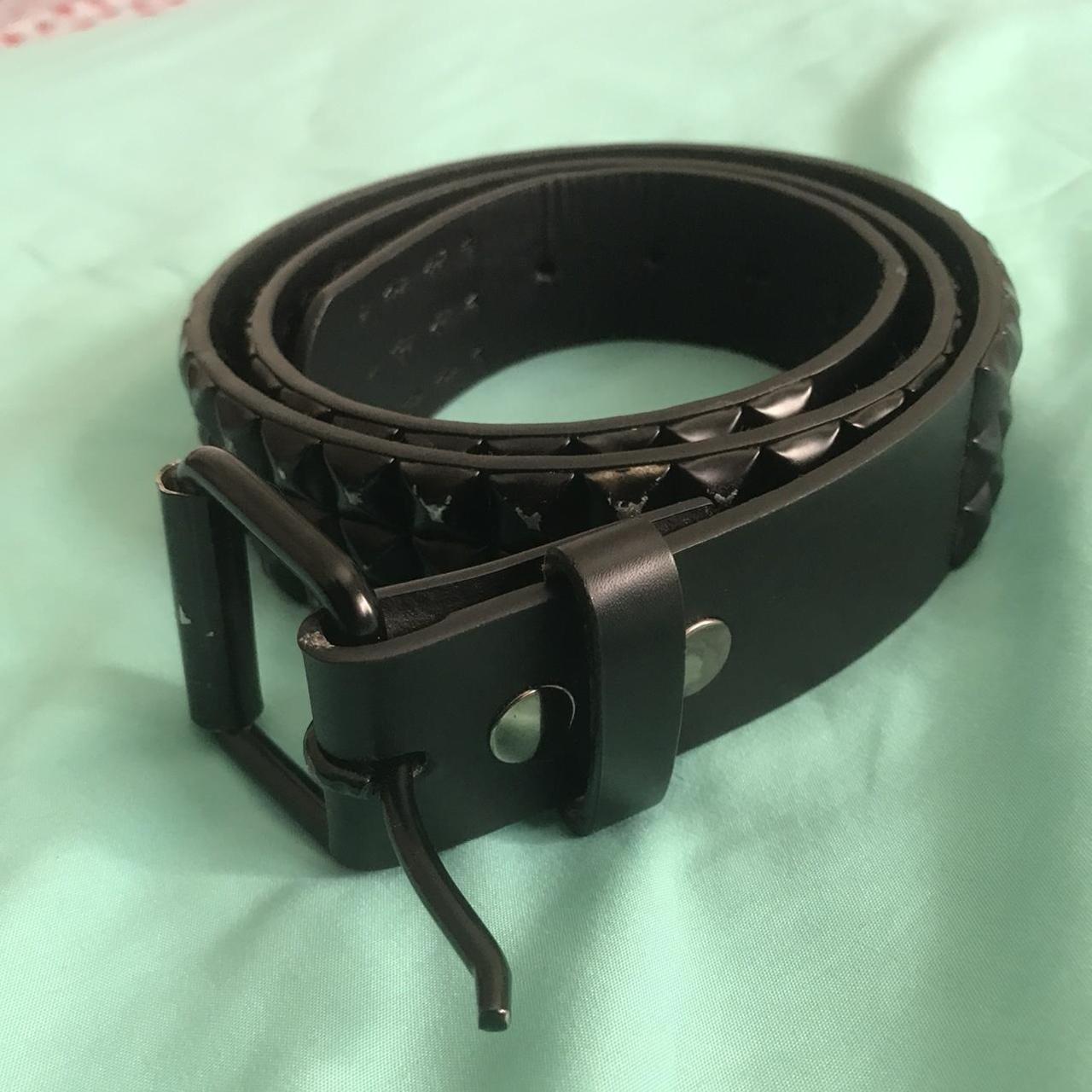 black studded belt size L some signs of use (lost 2... - Depop