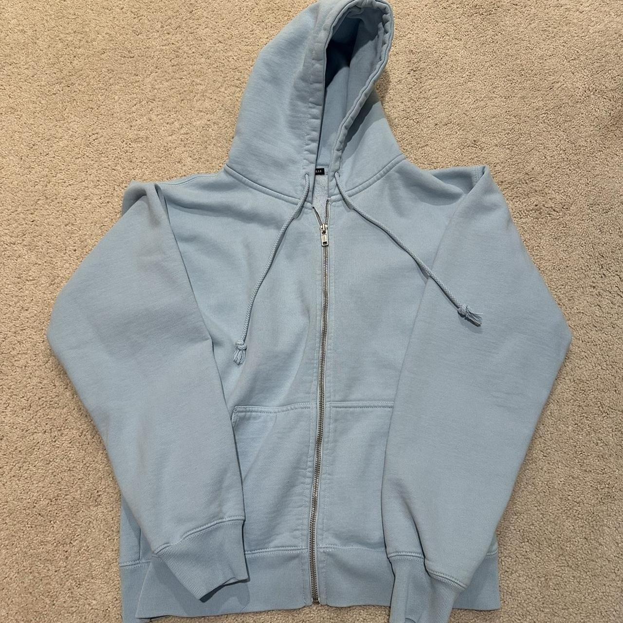 Brandy Melville Zip Up Hoodie Baby Blue Beautiful... - Depop