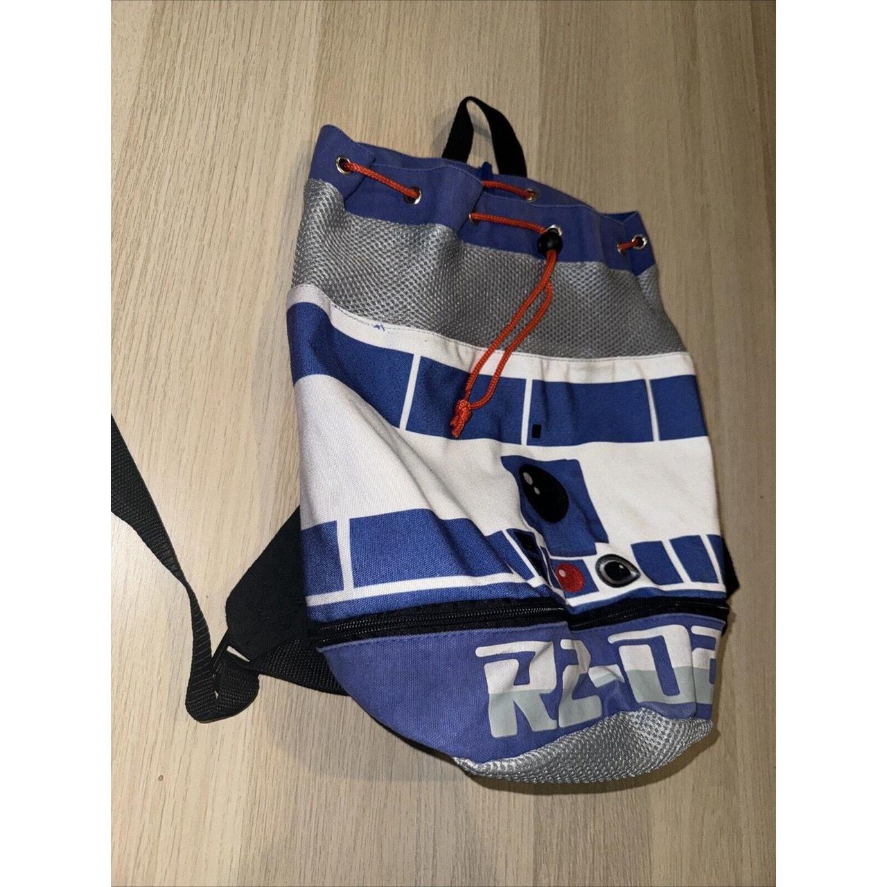 Star Wars R2-D2 Drawstring Backpack School Bag 2024 Gray/Blue/White Mesh Zippers