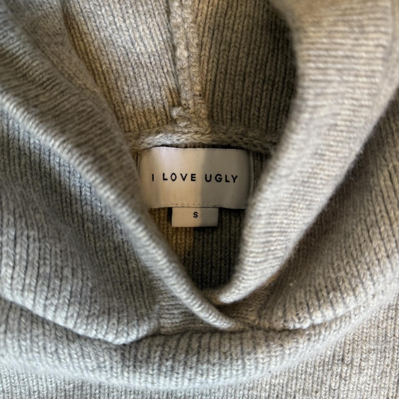 I Love Ugly knit hoodie size small Depop