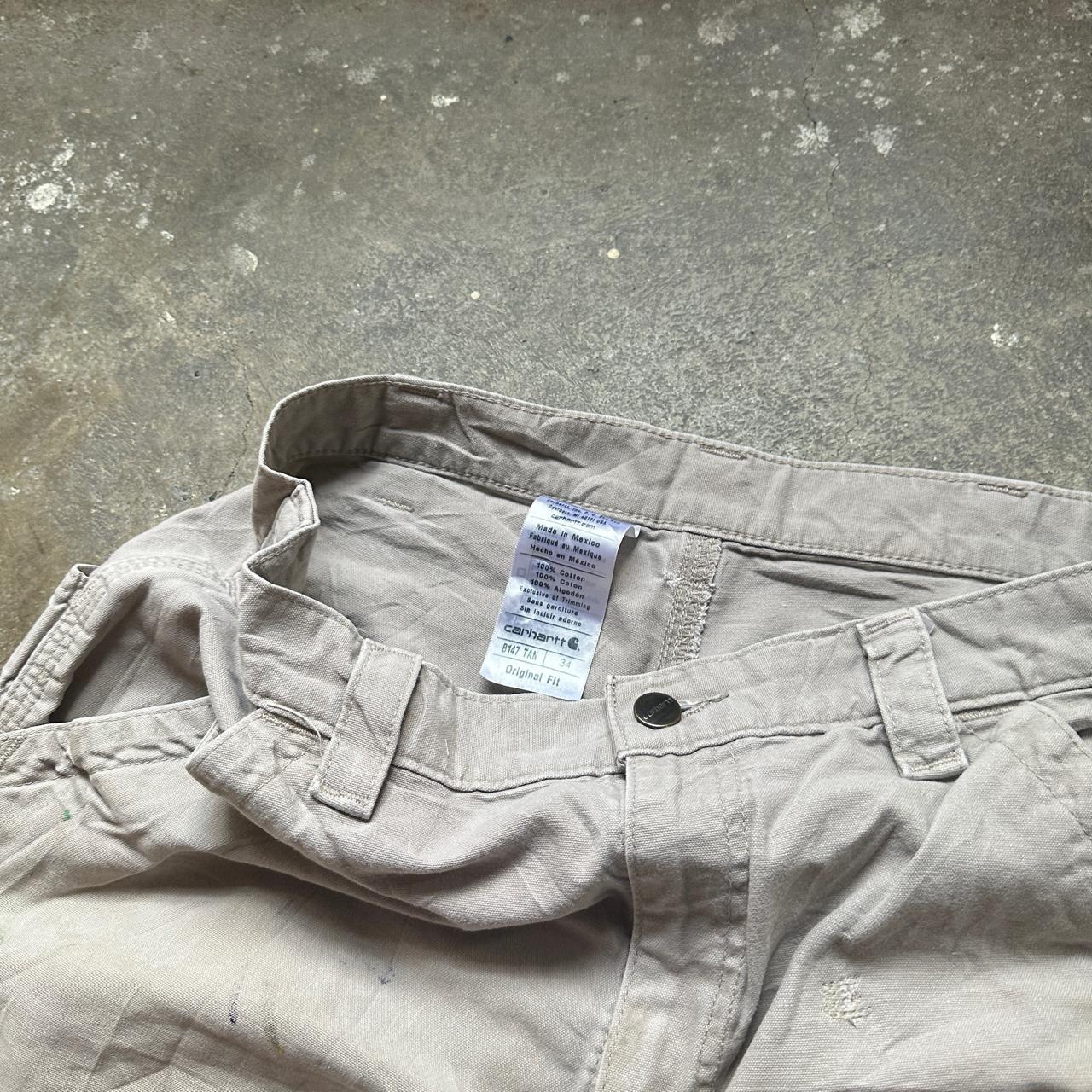 Cargo Jorts Beige Tan Vintage Carhartt Carpenter... - Depop