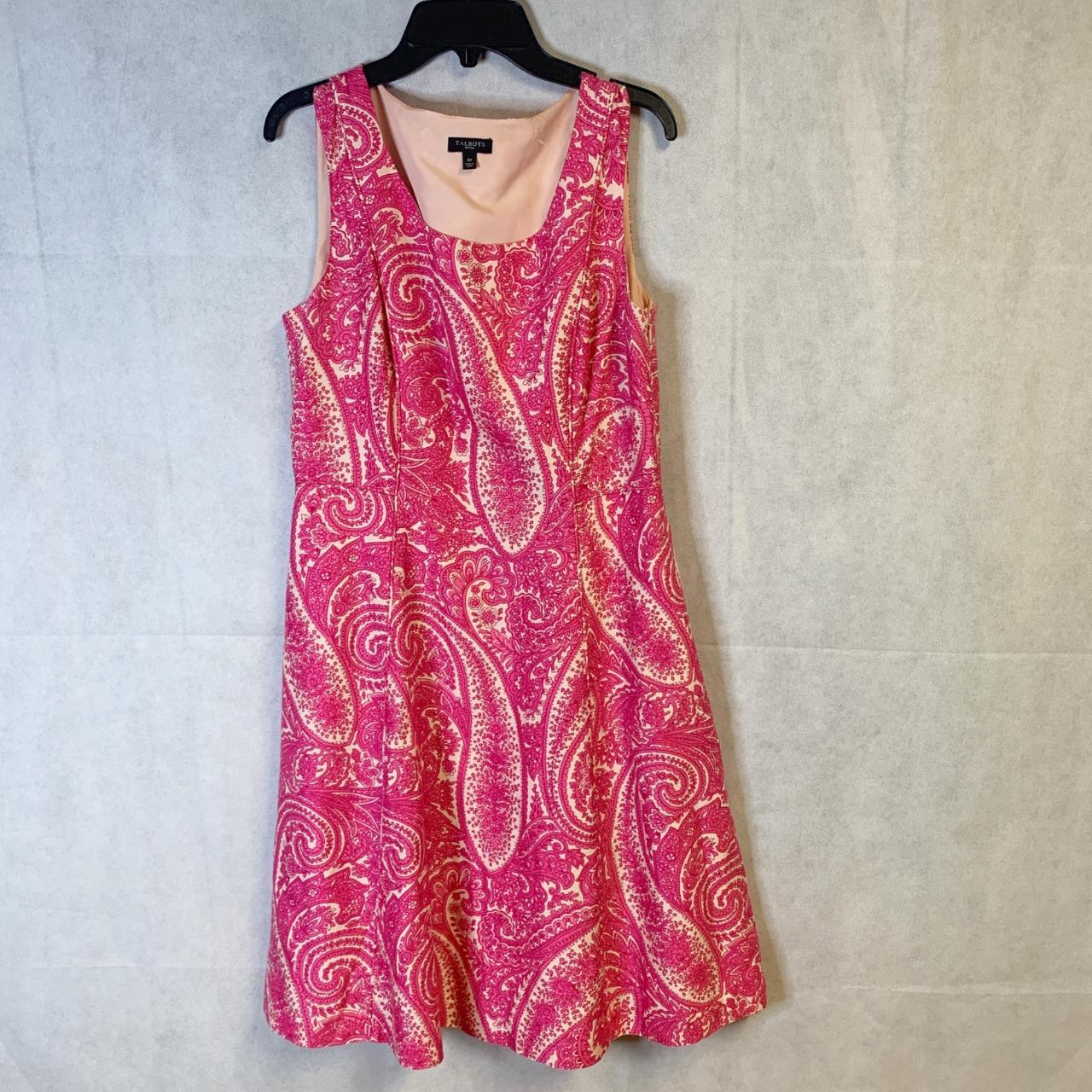 EUC Talbots Womens Dress Sleeveless Paisley Pink - Depop