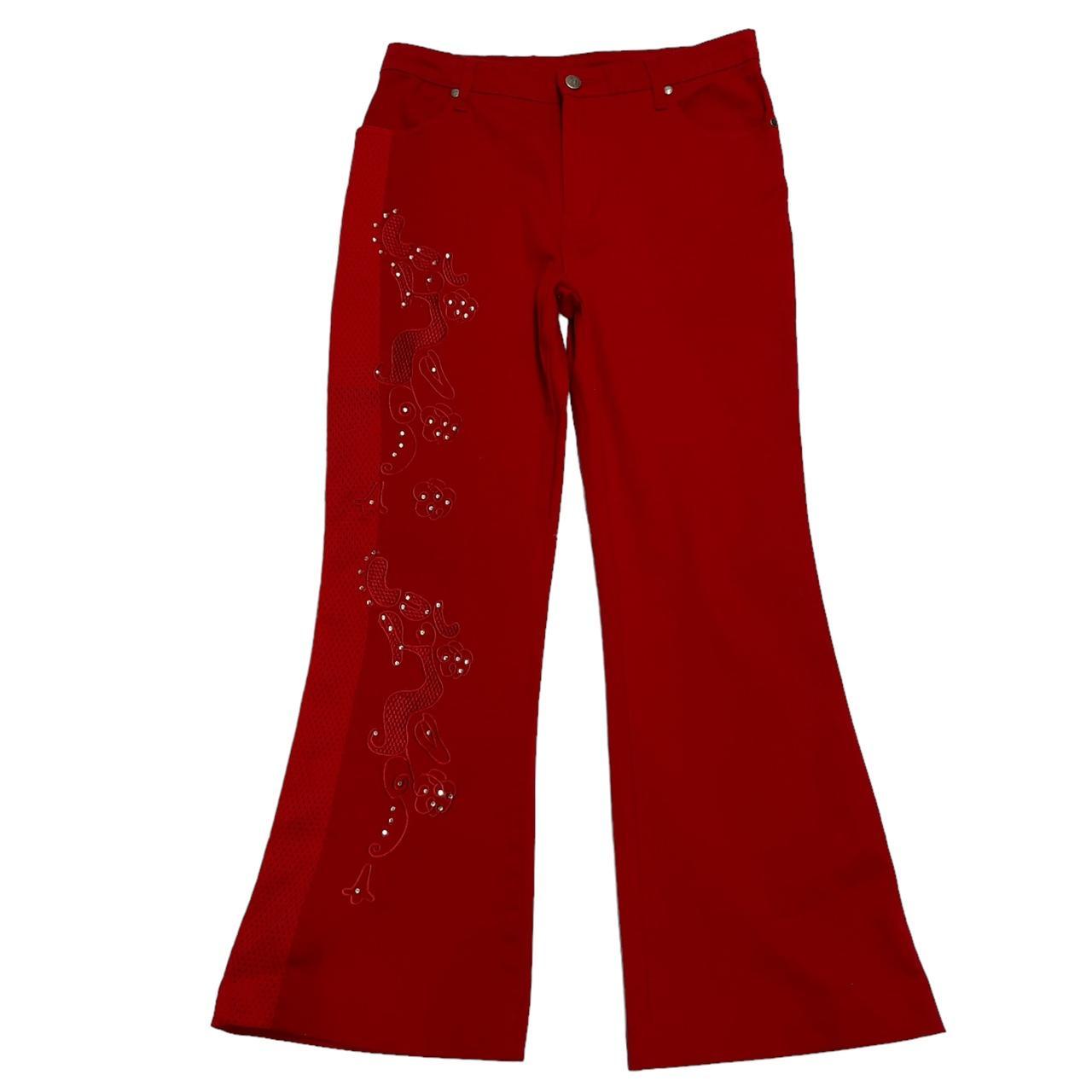 Half Black Half Red Gothic Cargo Pants With Stripe Goth