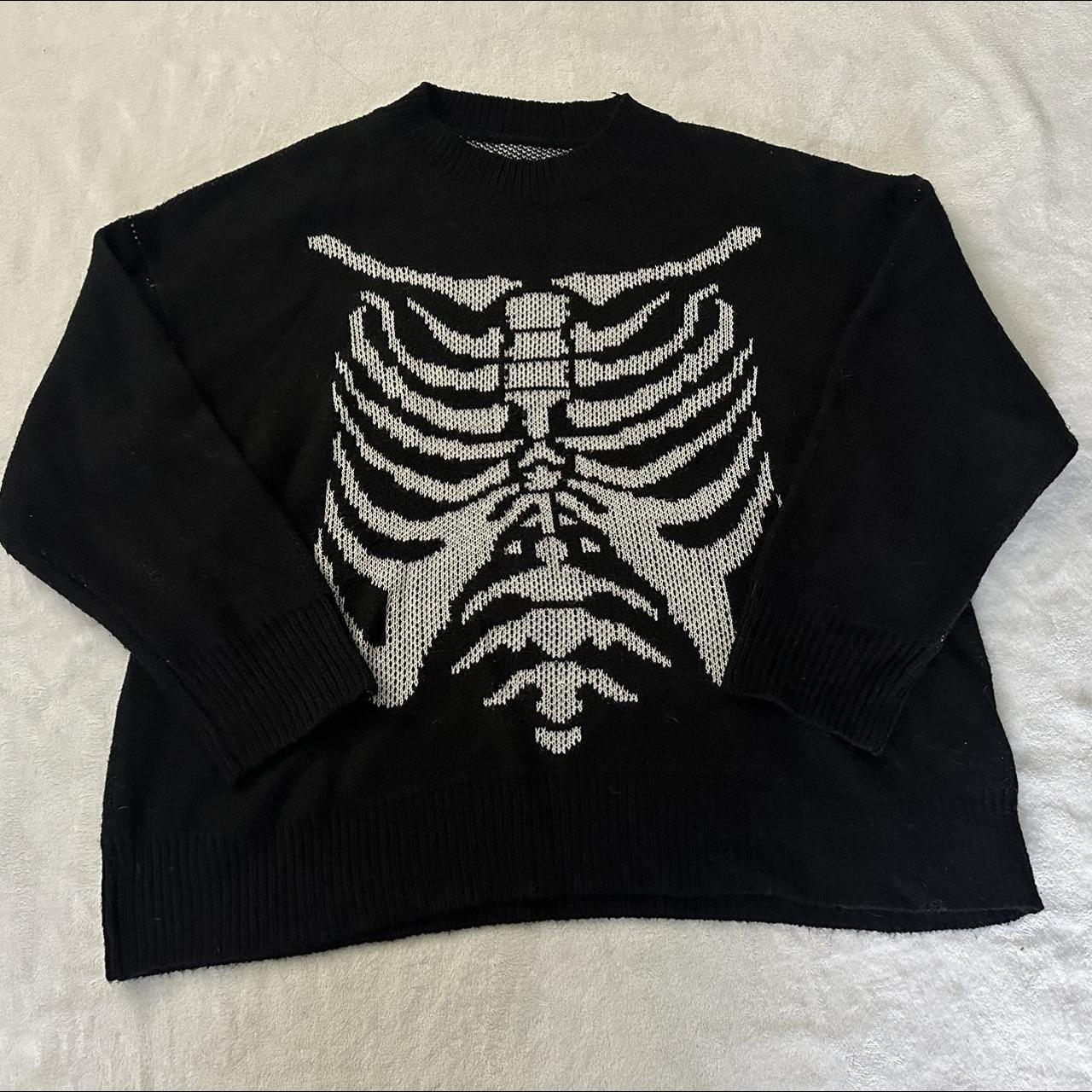 ROMWE black skeleton knitted sweater. Worn twice.... - Depop