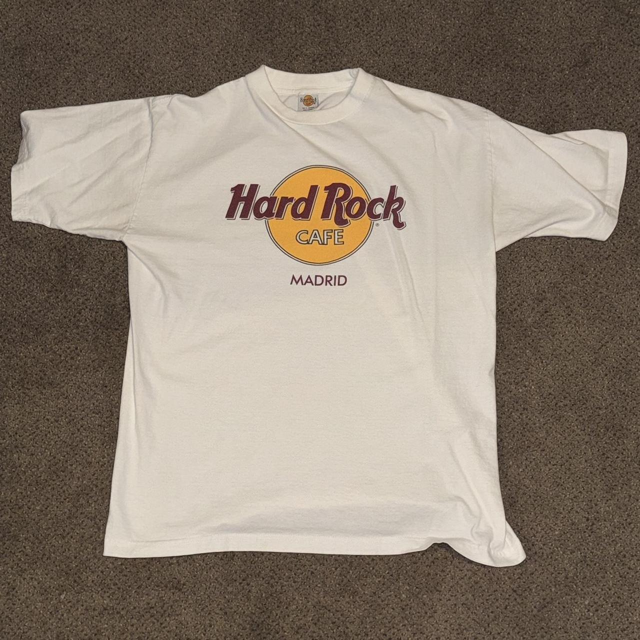 90s hard rock cafe tshirt hard rock cafe madrid... - Depop