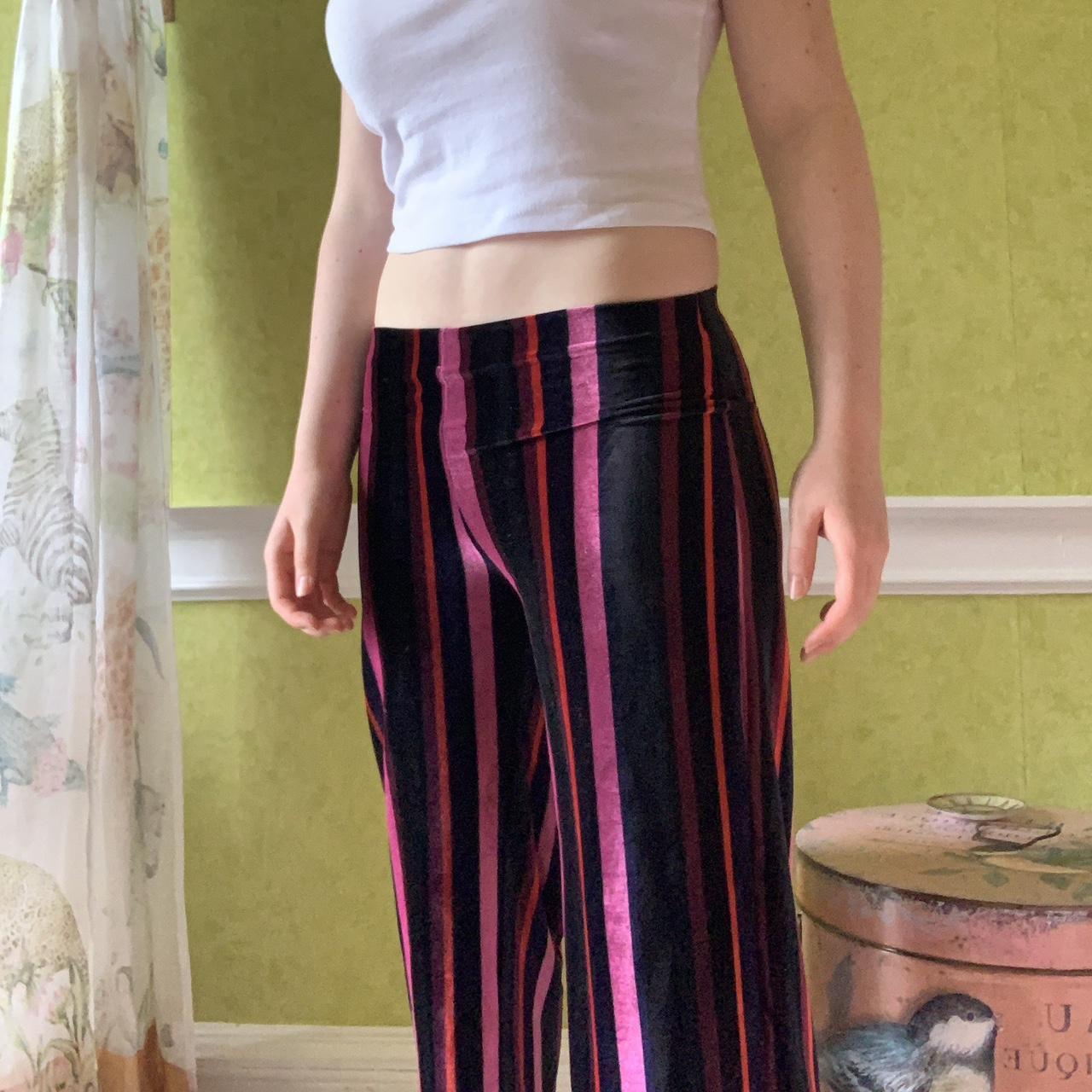 Pink and black striped pants online