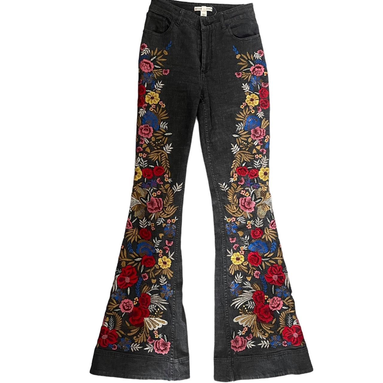 Alice and olivia embroidered jeans best sale