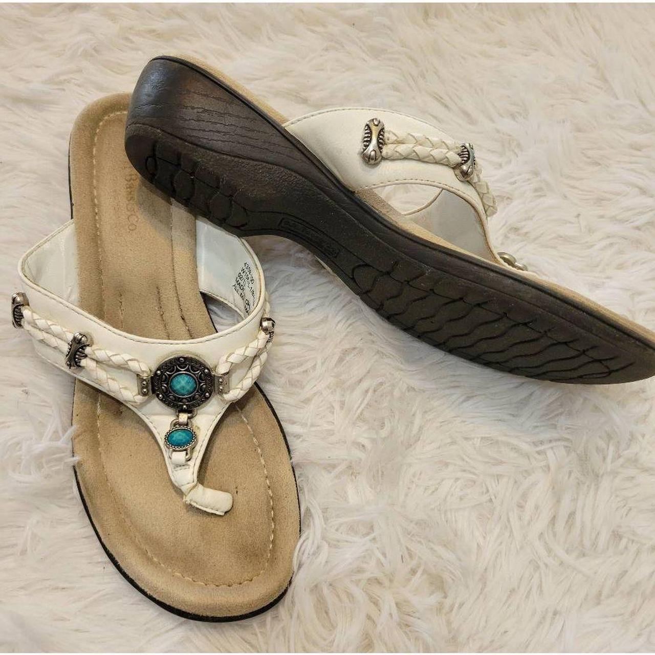 G.H. Bass Co. White and Turquoise Wedge Sandals