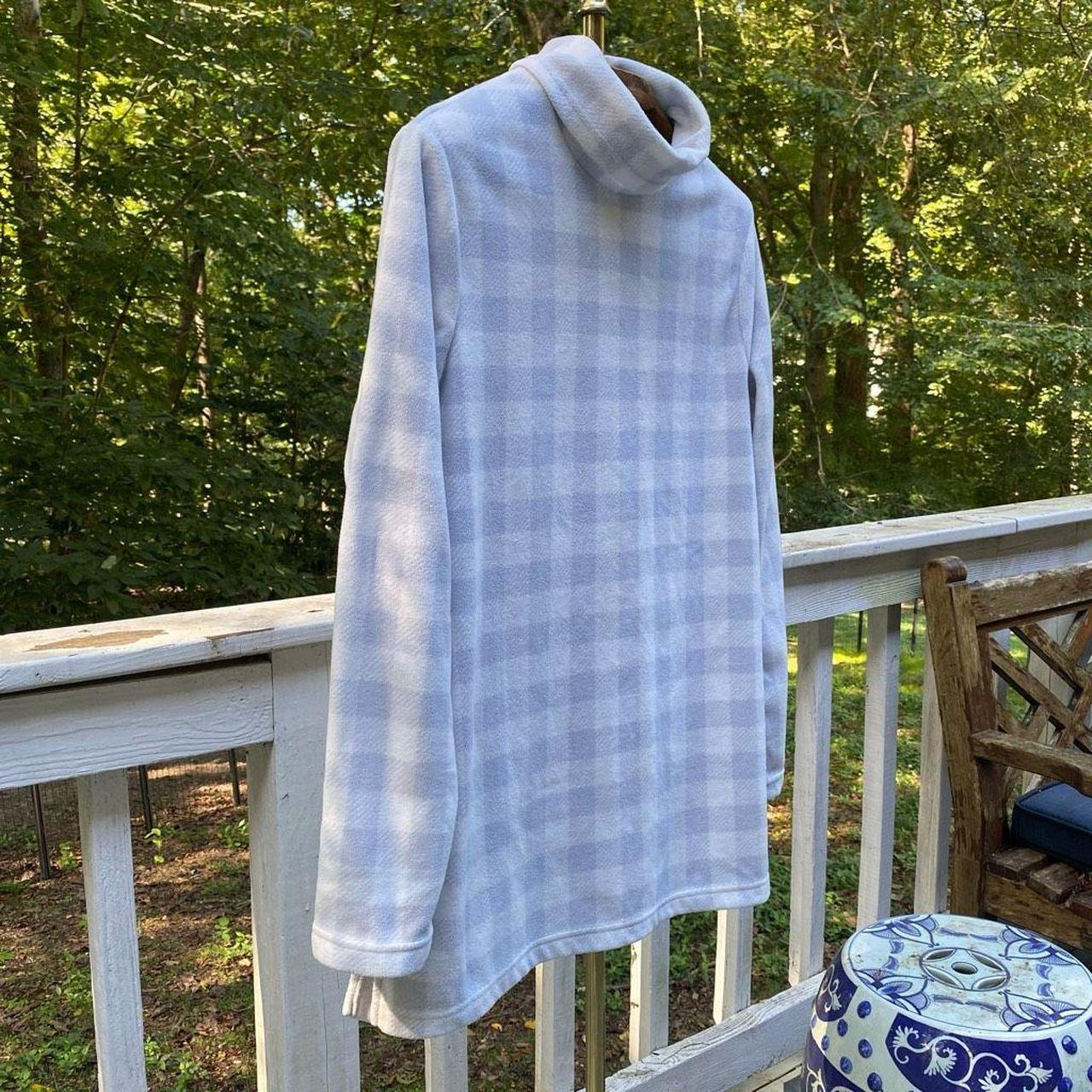 Lands End Grey White Check Fleece Turtleneck Tunic. Depop