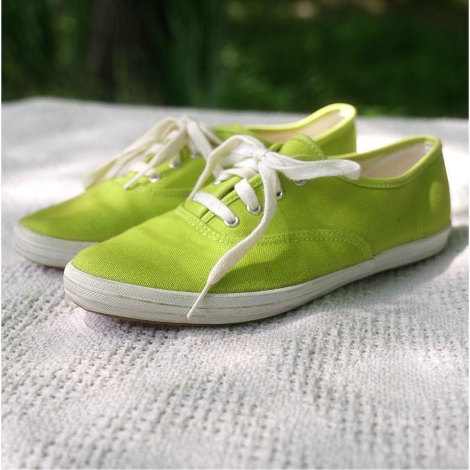 Vintage 90s Keds Lime Green Canvas Tennis Shoe. Depop