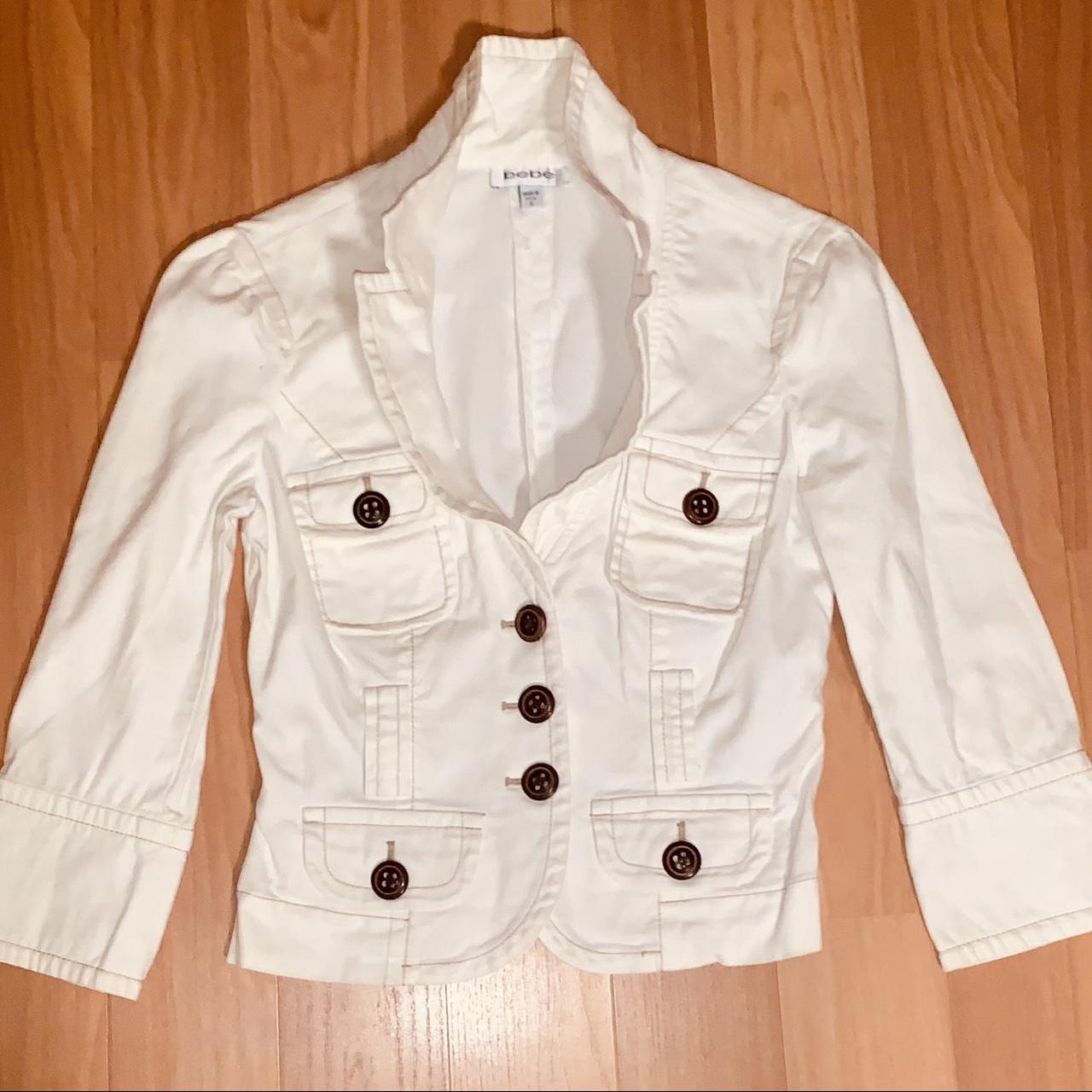 Bebe white leather on sale jacket