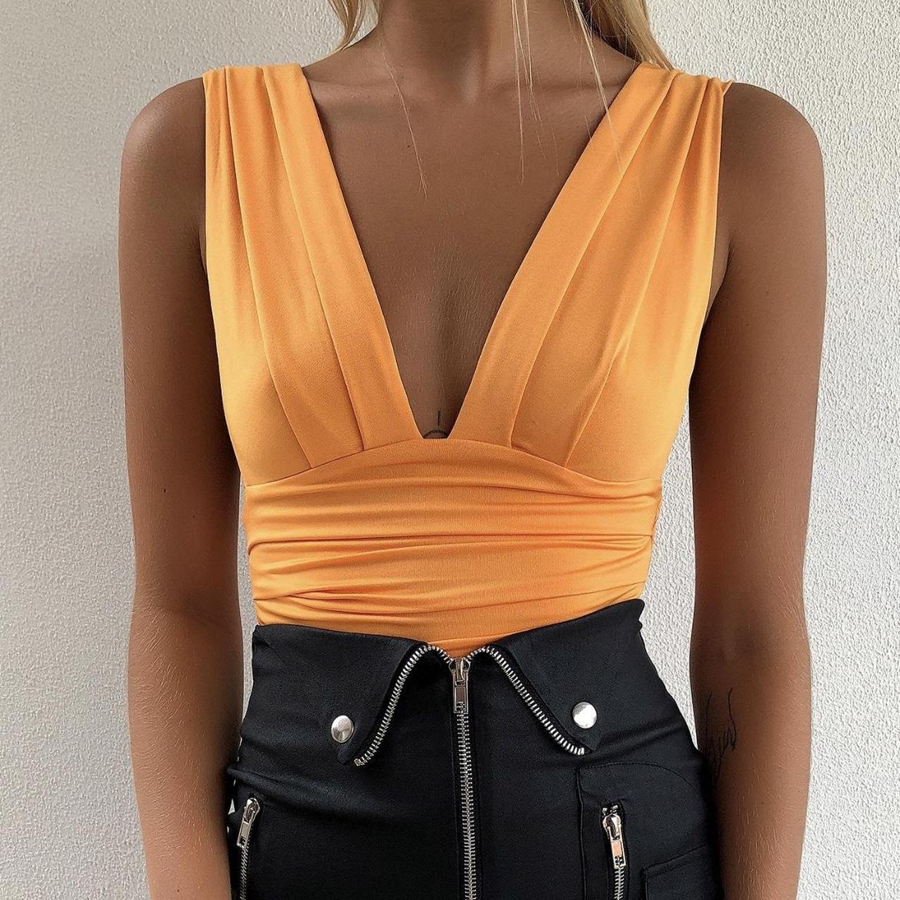 Womens Orange Bodysuit Depop 4971