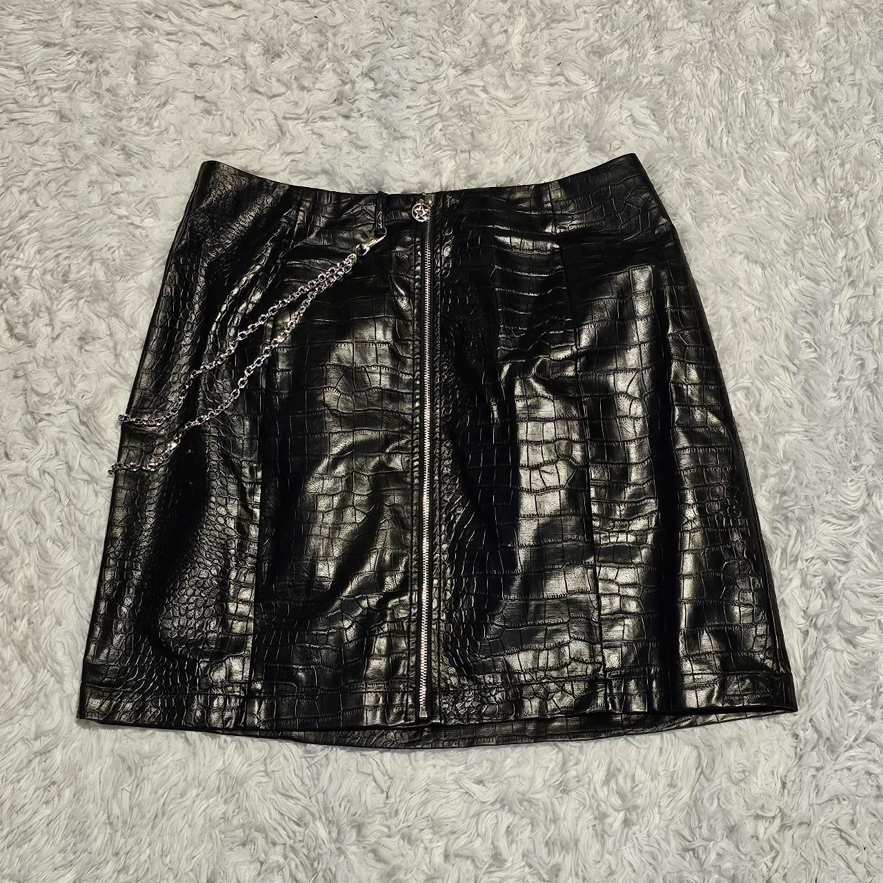 Disturbia Antrum zip front faux snake mini - Depop