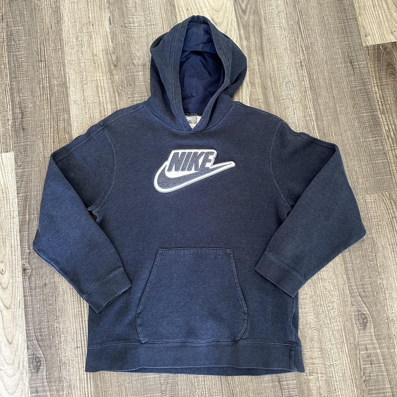 Y2K Blue Nike Hoodie -Size Kids L (fits... - Depop