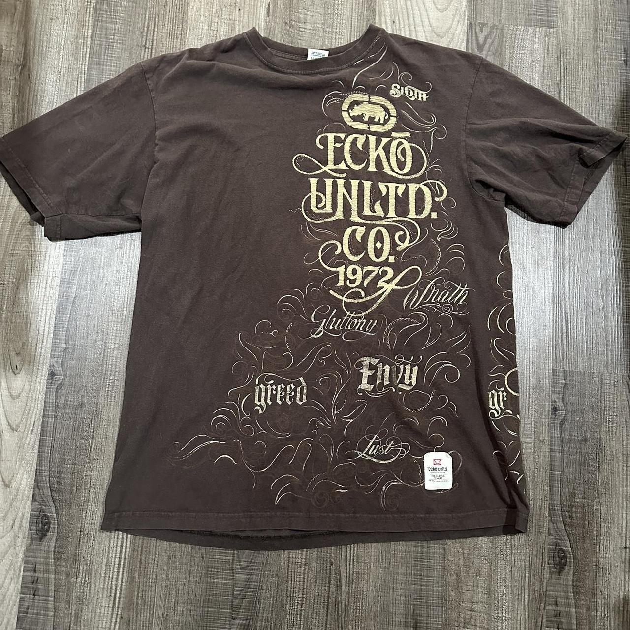 Y2K Brown Ecko T -Size XL -Condition 10/10 - Depop