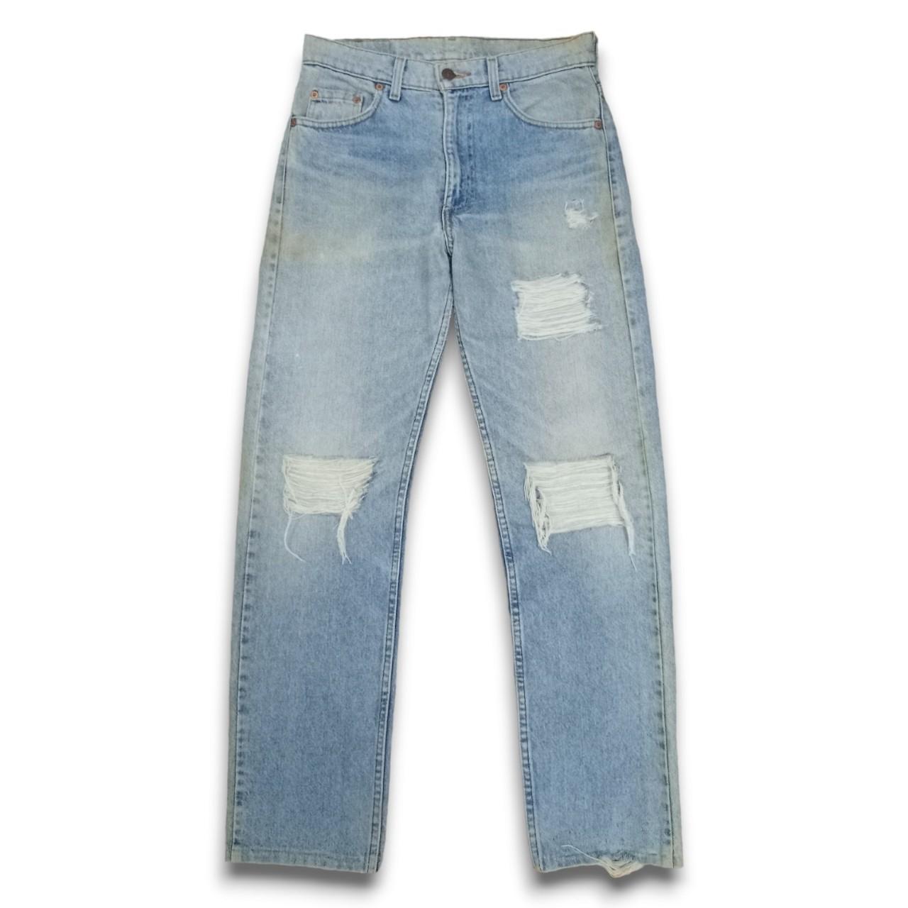 505-0217 Vintage Levis 80s USA Blue Wash Distressed... - Depop