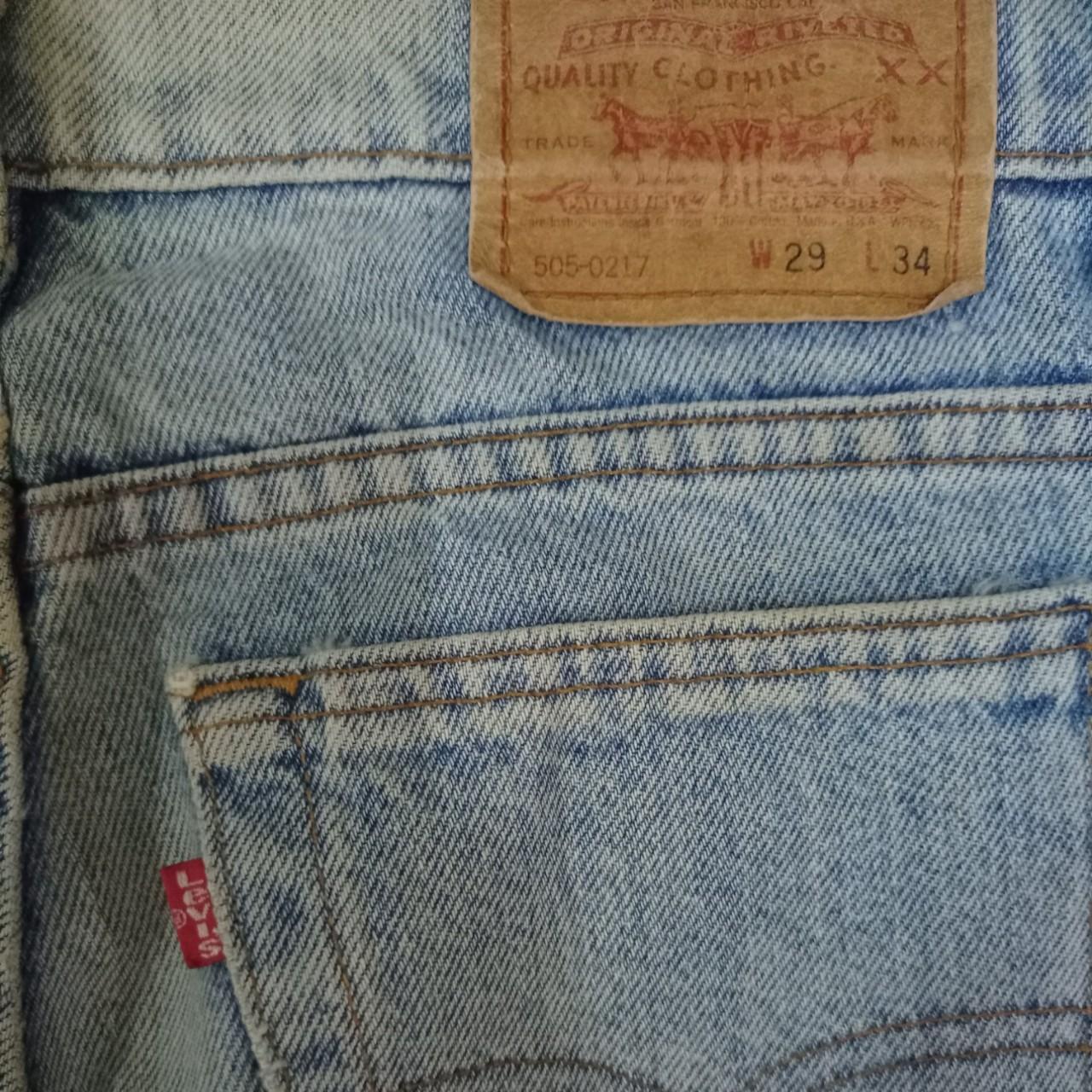 505-0217 Vintage Levis 80s USA Blue Wash Distressed... - Depop