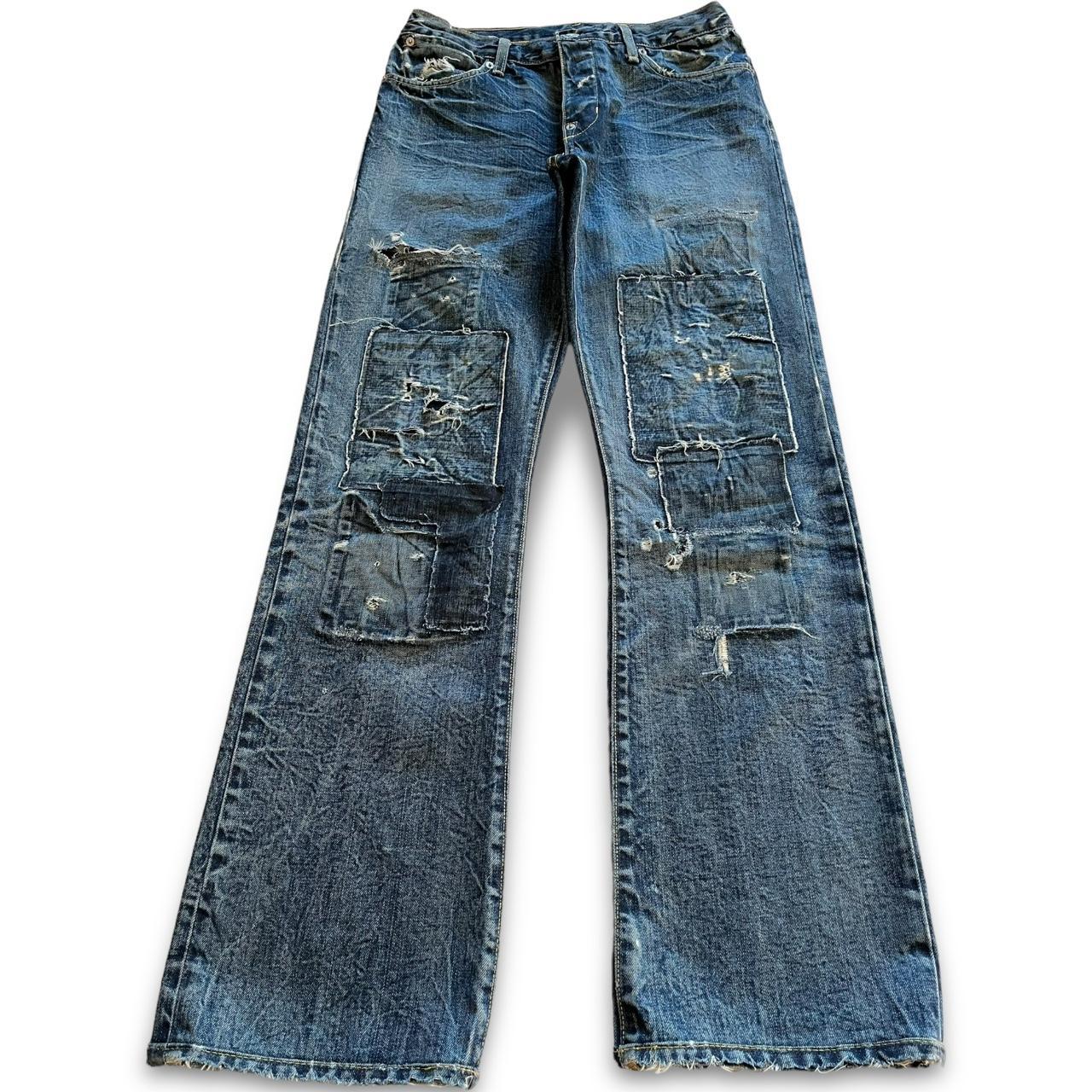 Vintage Paper Denim Cloth Patches Faded Wash