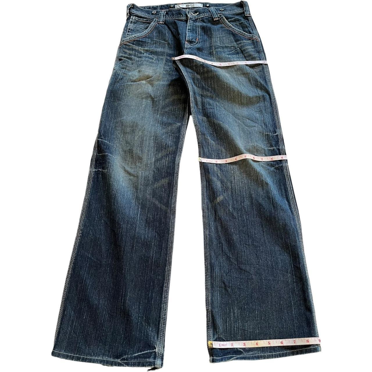 パンツ 00s archive EDWIN buggy fade wide denim Vintage Edwin Buckle Back Carpenter Mud Wash Baggy | Depop
