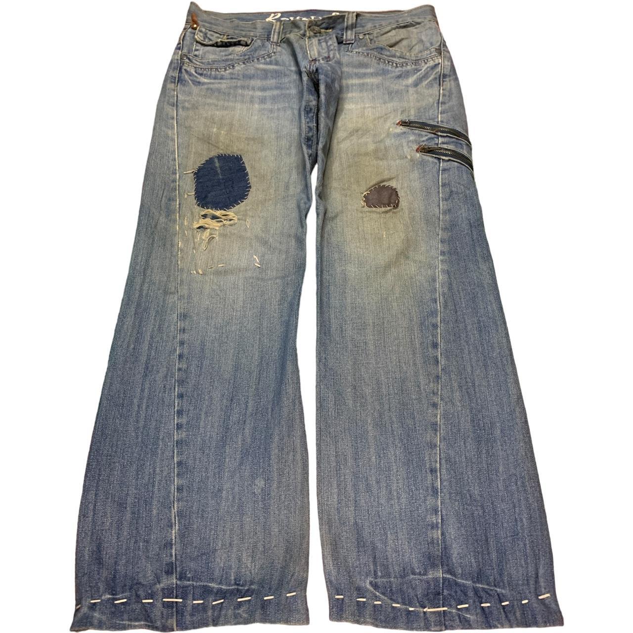 Vintage Japanese Brand Mud Wash Patched Baggy | Depop
